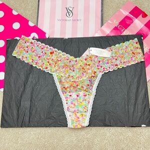 NWT Victoria’s Secret The Lacie Colorful Polka Dot Lace Thong Panties VS O/S M